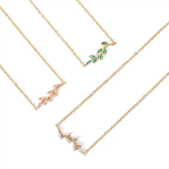 18K Gold Zircon Tree Branch Necklace - Picture 6 of 6